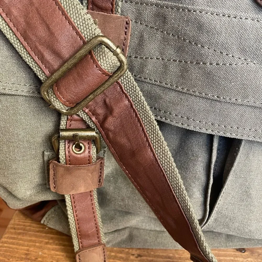serbags Canvas Messenger Green and Brown Substantial Bag